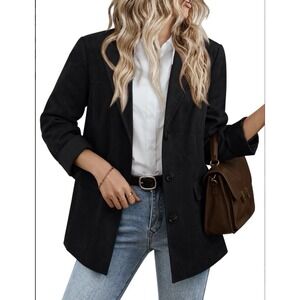 Lillusory Faux Suede Blazer Women's XL Black Soft Tailored Jacket Minimalist